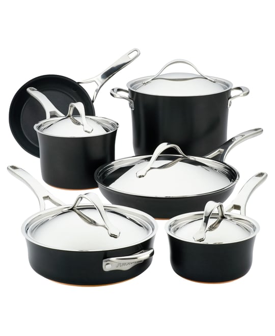 Nouvelle Copper Luxe Onyx Hard-Anodized Nonstick Cookware Set, 11 Piece