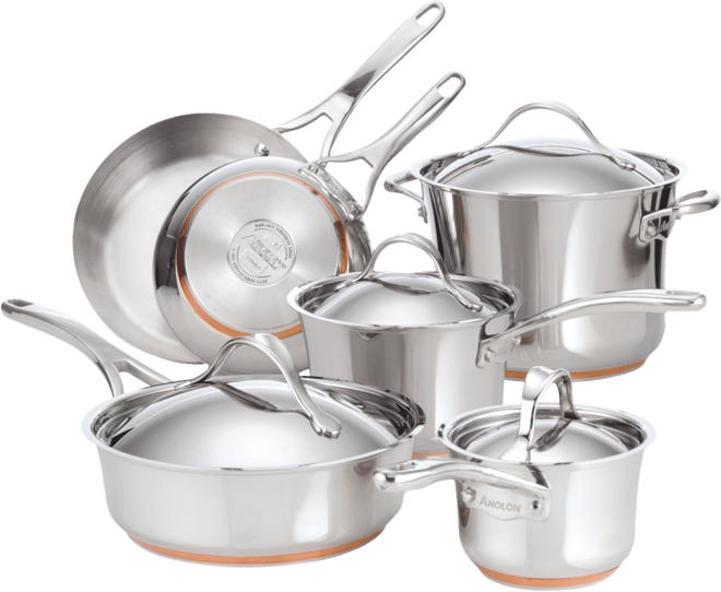 Nouvelle Copper Stainless Steel Cookware Set, 10 Piece