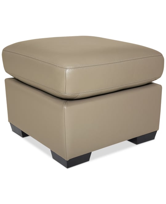 Round Rolling Footstool in Cognac Leather - Ottomans - Sweet