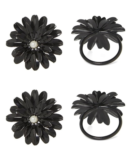 Black Pearl Flower Napkin Ring