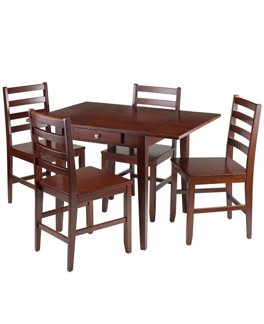 Winsome Hamilton 5 Piece Drop Leaf Dining Table with 4 Ladder Back