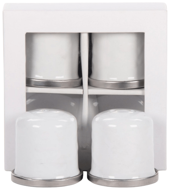 Solid White Enamelware Collection Salt and Pepper Shakers, Set of 2
