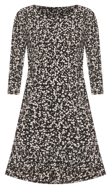 Women's Floral-Print Shift Dress with Ruffled Hem