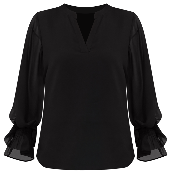 Women's Split-Neck Long-Sleeve Top