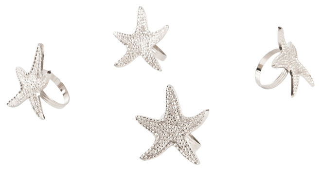 Star Fish Design Napkin Ring, Set of 4