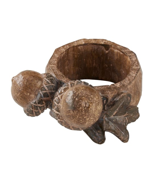 Rustic Napkin Ring with Acorn Design, Set of 4