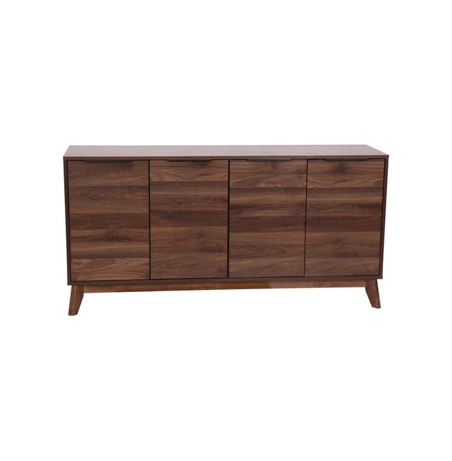 Beverly Mid-Century Modern Wooden Buffet With Soft Close Doors, Shelving And Sleek Tapered Legs With Protective Floor Glides