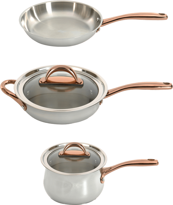 Ouro 18/10 Stainless Steel 5 Piece Starter Cookware Set with Glass Lids