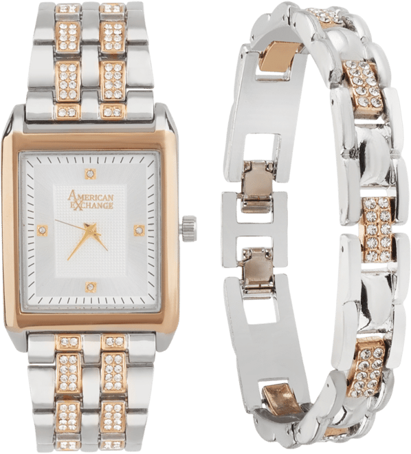 Men's Crystal Bracelet Watch 33mm Gift Set