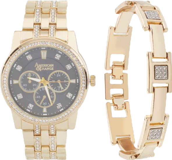 Men's Crystal Bracelet Watch 46mm Gift Set