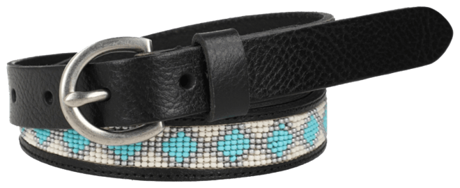 Women's 20mm Beaded Leather Belt