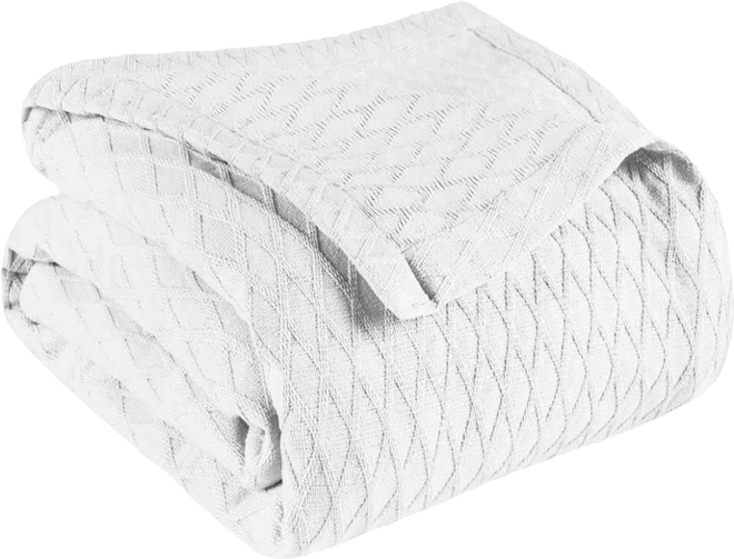 Diamond Pattern All Season Woven Cotton Blanket, King