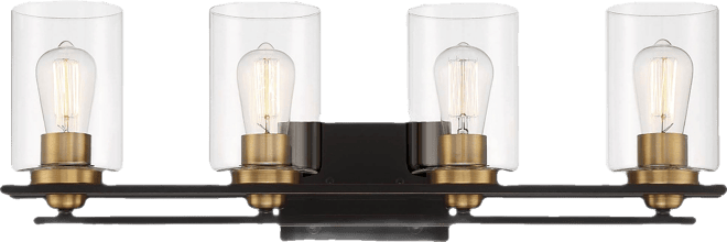 Demy Modern Wall Light Oil Rubbed Bronze Gold Hardwire 27" 4-Light Fixture Clear Glass for Bedroom Bathroom Vanity Reading Ho