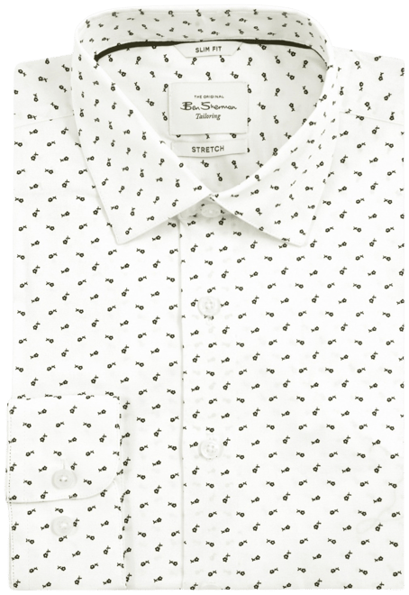 Men's Slim-Fit Flower-Print Shirt