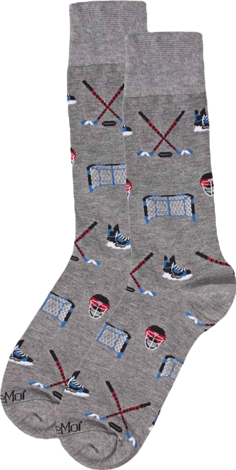 Men's Hockey Loving Rayon from Bamboo Blend Novelty Crew Socks