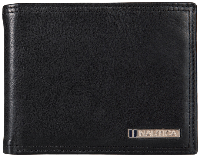 Men's Enameled Logo Leather Bifold Wallet