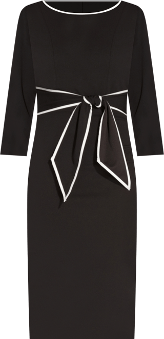 Women's Tipped Tie-Front 3/4-Sleeve Dress