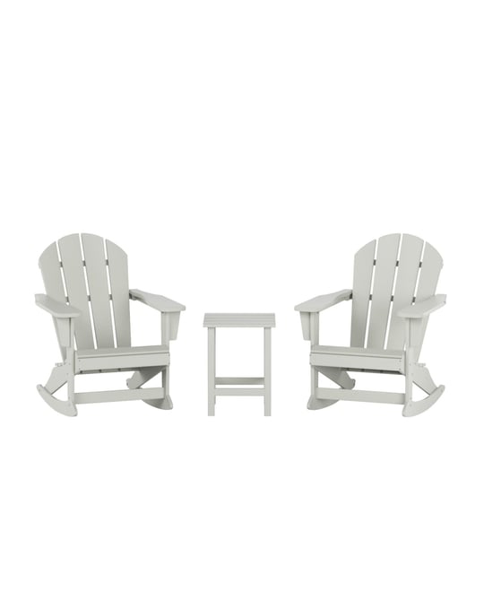 3 Piece set Outdoor Patio Poly Adirondack rocking chairs with side table