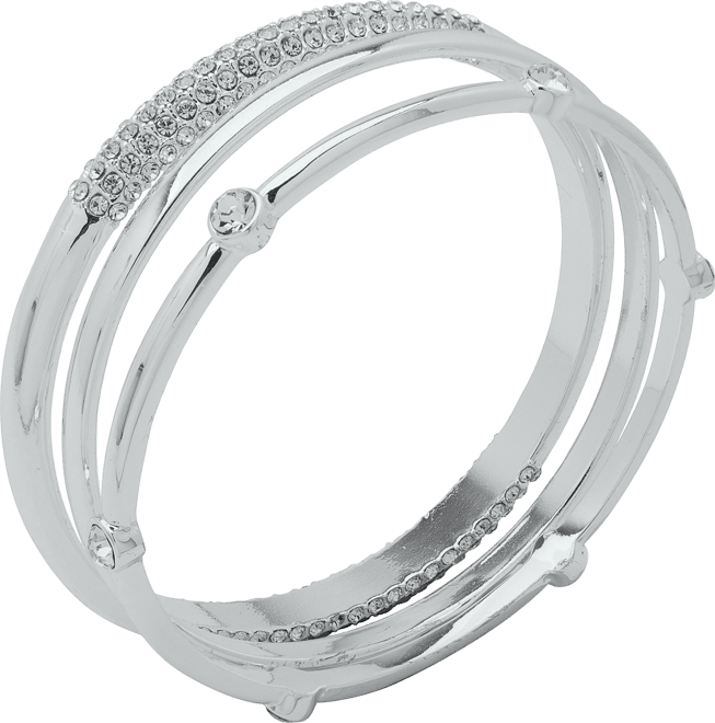 Women's Boxed Silver-Tone Crystal Trio Bangle Bracelet