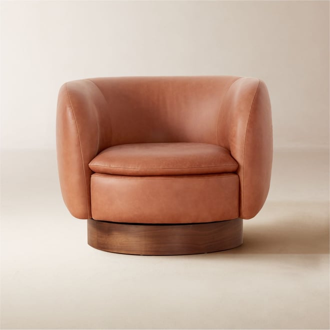 Muir Brown Leather Swivel Chair by Lawson-Fenning + Reviews