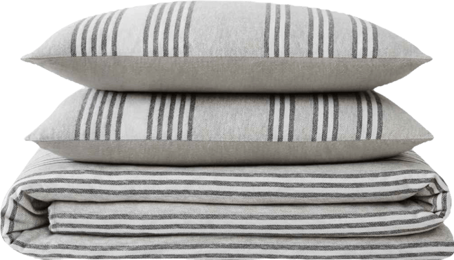 Kiel Stripe 3 Piece Flannel Duvet Cover Set, Full/Queen