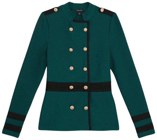 Karen Millen Womens Military Double Breasted Bandage Jacket - Green - Size S
