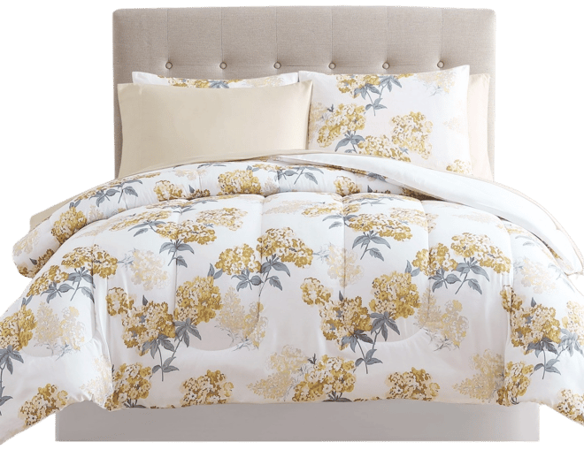 Shop 8 Piece Cotton Floral Printed Reversible Comforter Set Yellow