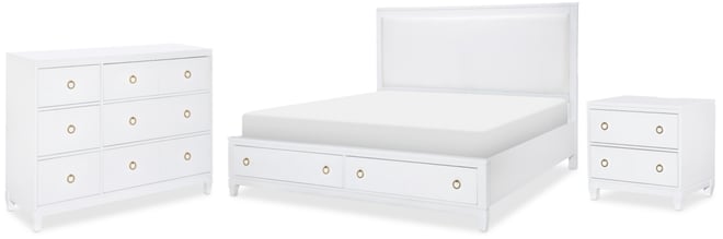 Summerland 3pc Set (King Upholstered Storage Bed, Dresser, Nightstand)