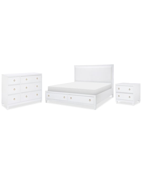 Summerland 3pc Bedroom Set (California King Upholstered Storage Bed, Dresser, Nightstand)