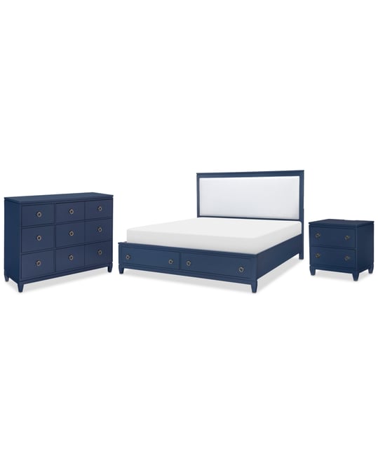 Summerland 3pc Bedroom Set (California King Upholstered Storage Bed, Dresser, Nightstand)