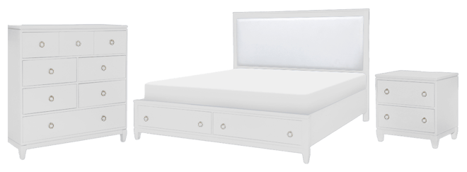 Summerland 3pc Bedroom Set (California King Upholstered Storage Bed, Chest, Nightstand)