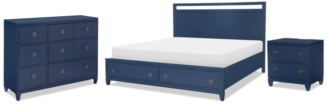 Summerland 3pc Bedroom Set (Queen Panel Storage Bed, Dresser, Nightstand)