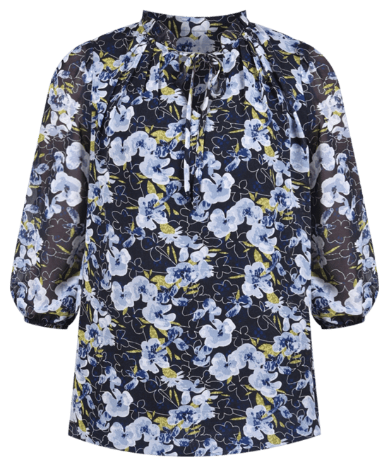 Petite 3/4 Sleeve Chiffon Blouse