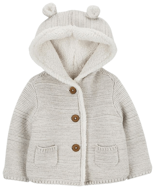 Sherpa lined store hooded cardigan