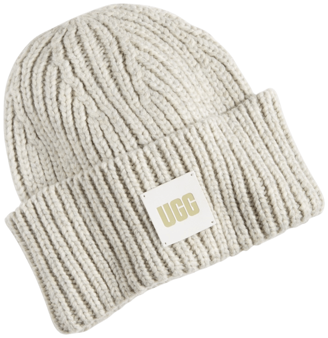 Women's Chunky Rib-Knit Logo-Patch Beanie
