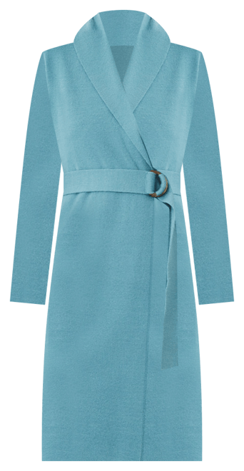 Shawl Collar Belted Wrap Sweater Dress