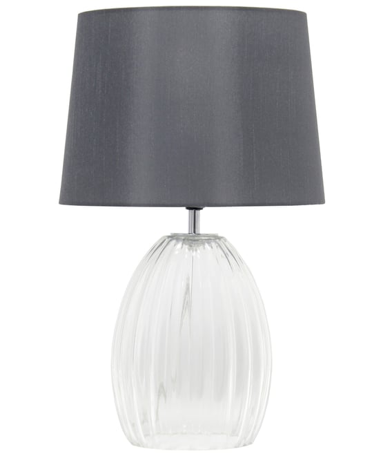 17.63" Contemporary Fluted Glass Bedside Table Lamp with Gray Fabric Shade