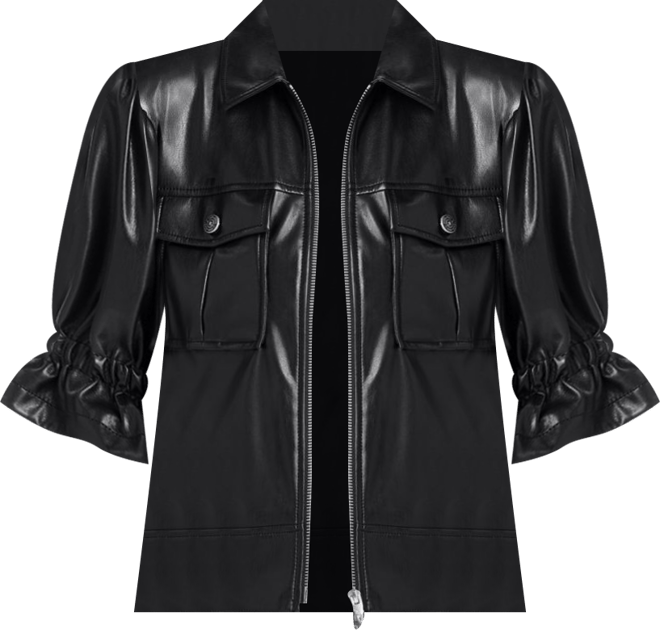 Cinq à Sept Faux Leather Puff Sleeve Jacket | Bloomingdale's Women