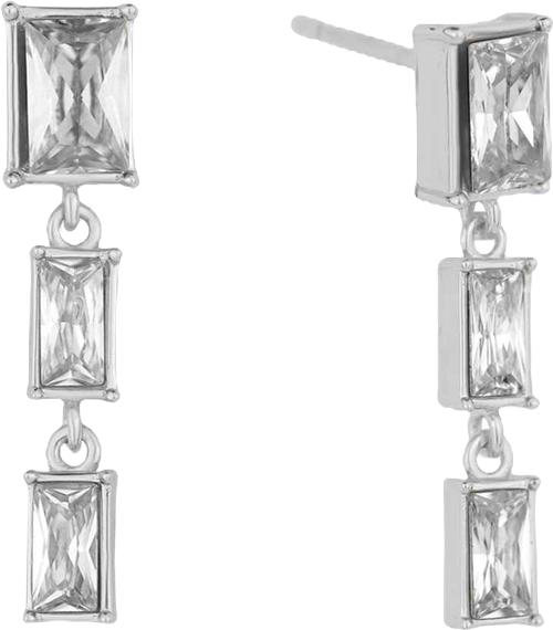 Clear Crystal Triple Stone Drop Earring