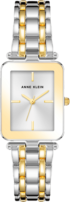 Women's Three Hand Quartz Two-tone Alloy Rectangular Bracelet Watch, 22mm