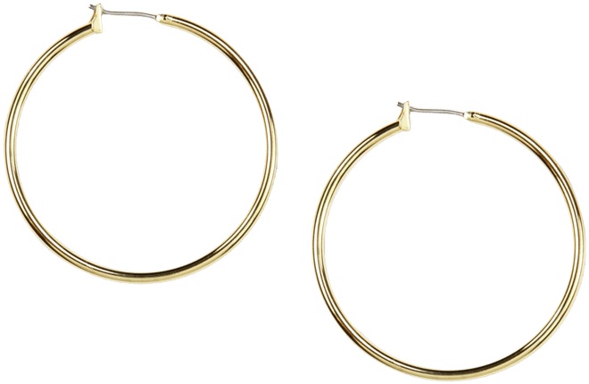 Gold-tone Thin Hoop Earrings, 1.6"
