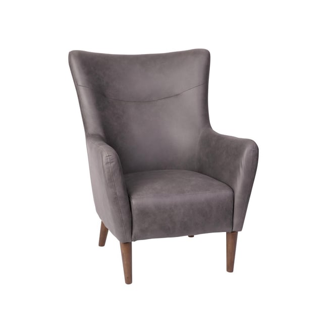 Regal Traditional Wingback Accent Chair, Upholstery And Wooden Frame And Legs