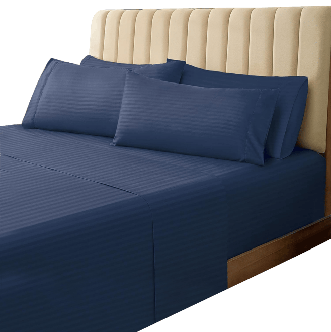 4PC Striped Silky Soft Cooling Deep Pocket Performance Sheet Set