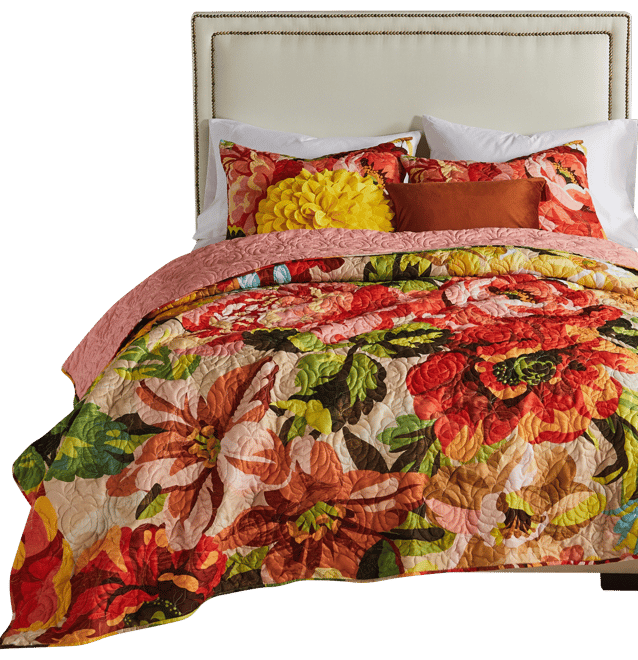 Senna Floral Boho 3 Piece Quilt Set, King/California King