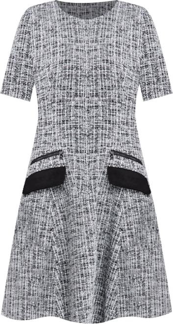 Sleeveless Color Blocked Mini Dressshort Sleeve A-line Dress With Zipper Flap Pocket Detail