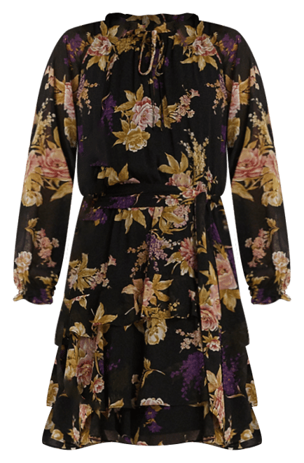 Lauren Ralph Lauren Women's Floral Belted Crinkle Georgette Dress