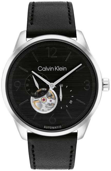 Calvin klein store black leather watch