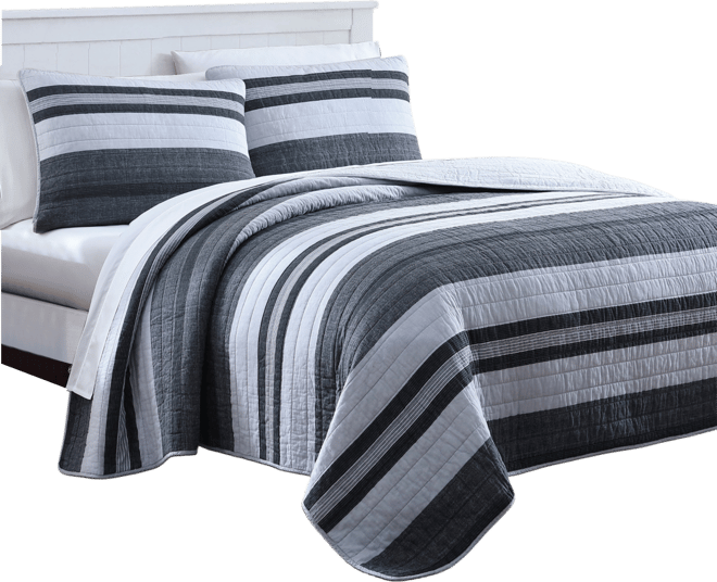 Ardmoore Grey Cotton Reversible 2-Piece Quilt Set, Twin