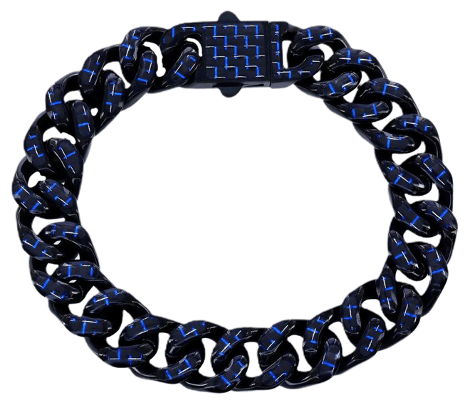 Stainless Steel 12mm Carbon Fiber Cuban Bracelet