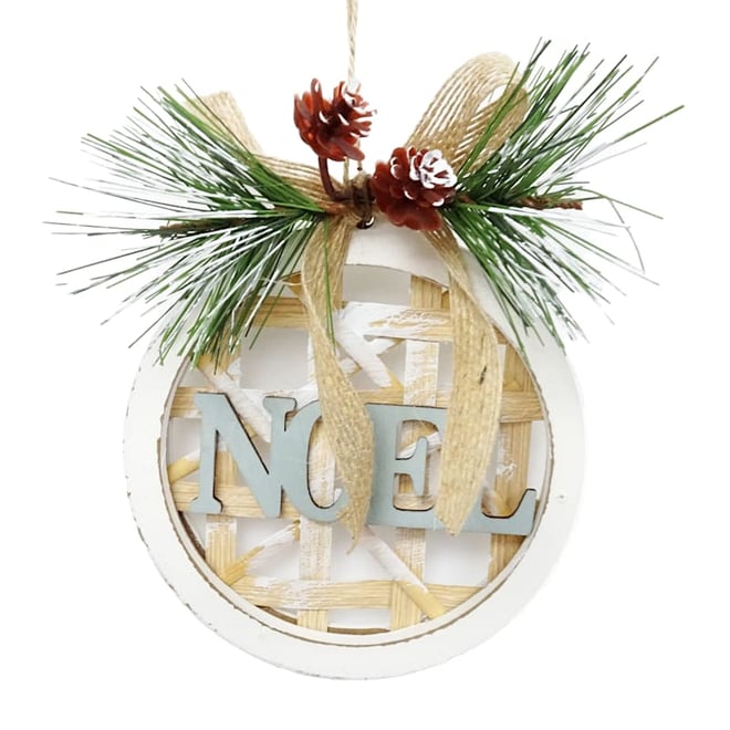 Ty Pennington Tan & White Wood Tree Ornament, 5